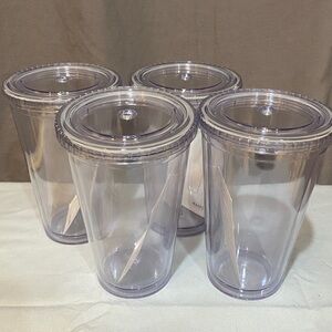Clear Plastic Tumblers with Lids
16 oz. 6” tall +Acrylic+ BPA Free Hot +Cold